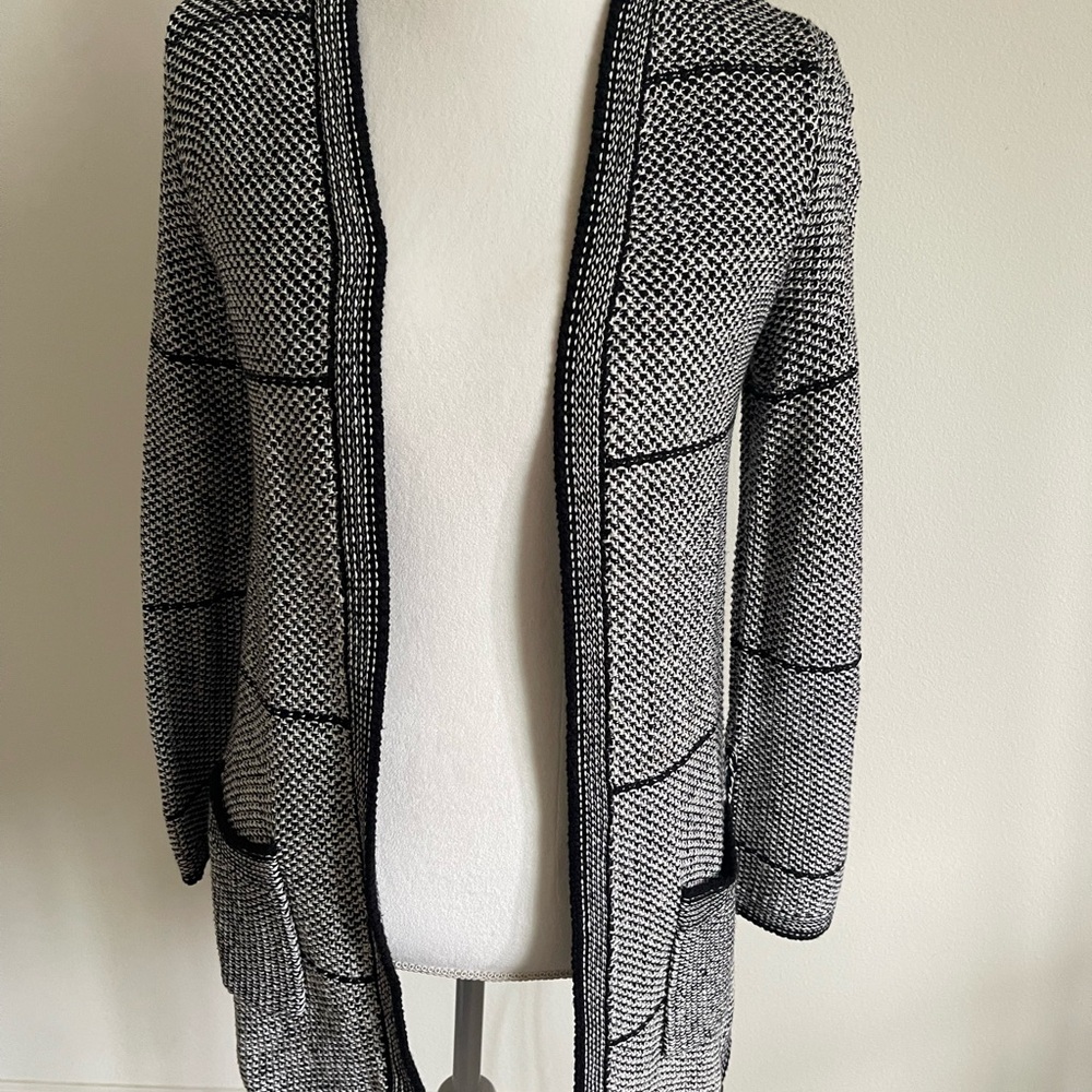 Chico's Black and White Textured Cardigan